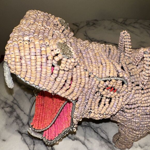 Pottery Barn Kids Moo Deng Handmade Hippo Coconut Tree Bead 17" Hippopotamus - Picture 14 of 15